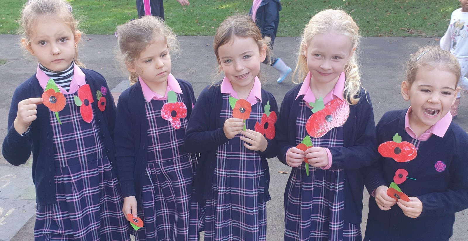 Remembrance Day painted poppies being worn today.